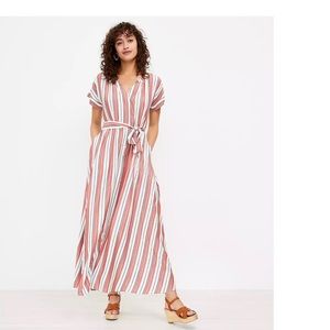 LOFT vertical stripe pocket shirtdress